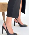 Joye Siyah Cilt Topuklu Ayakkabı
