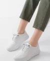 K-504 Beyaz Bağcıklı Desenli Günlük Spor Ayakkabı