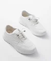 K-504 Beyaz Bağcıklı Desenli Günlük Spor Ayakkabı
