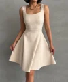 Kadın kare yaka kısa elbise s251188