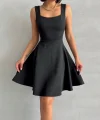 Kadın kare yaka kısa elbise s251188