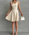 Kadın kare yaka kısa elbise s251188