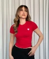 Kalpli kırmızı bluz