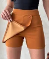 Kapaklı şort etek camel s208
