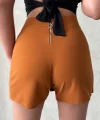 Kapaklı şort etek camel s208