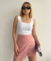 Kapaklı şort etek pudra s208