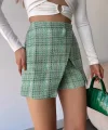 Kapaklı tüvit şort etek yeşil