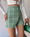 Kapaklı tüvit şort etek yeşil