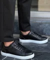 KB-BX1  Kuback Siyah Cilt Yüksek Beyaz Taban Günlük Erkek Ayakkabı