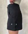 Kemer detaylı gabardin şort siyah s25289