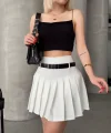 Kemerli pikseli şort etek