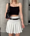 Kemerli pikseli şort etek