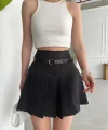 Kemerli pikseli şort etek