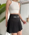 Kemerli pikseli şort etek