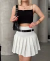 Kemerli pikseli şort etek