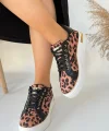 Kity Leopar Saten Bağcıklı Spor Ayakkabı