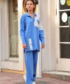 Kuş gözü triko takım Mavi