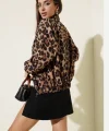 Leopar desenli astarlı ceket siyah t1192