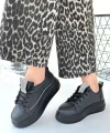 Leope Siyah Cilt Bağcıklı Spor Ayakkabı