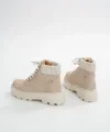 LMÇ-2045 Bej Süet Bağcıklı Kalın Taban Kadın Günlük Bot