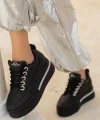 Lulu Siyah Cilt Bağcıklı Spor Ayakkabı