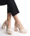 Mety Bej Cilt Topuklu Ayakkabı