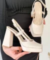 Mety Bej Cilt Topuklu Ayakkabı