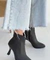 Mişha Siyah Cilt Topuklu Bot