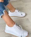 Monya Beyaz Cilt Bağcıklı Spor Ayakkabı