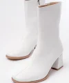 MSK-032 Beyaz Topuklu Fermuarlı Kadın Bot