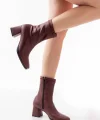 MSK-033 Bordo Topuklu Fermuarlı Kadın Bot