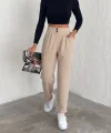 örme krep pantolon çift düğmeli