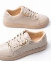 P-910 Bej Bağcıklı Taban Dikişli Günlük Kadın Spor