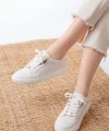 P-910 Beyaz Bağcıklı Taban Dikişli Günlük Kadın Spor
