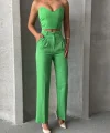 Palazzo pantolonlu alt üst takım yeşil