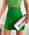 Pileli düğmeli etek açık yeşil s24811