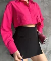 Poplin crop gömlek fuşya s3060