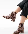 RM-500 Leopar Topuklu Fermuarlı Günlük Kadın Bot