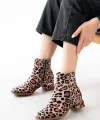 RM-500 Leopar Topuklu Fermuarlı Günlük Kadın Bot