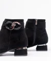 RM-504 Siyah Süet Toka Aksesuarlı Topuklu Fermuarlı Günlük Kadın Bot