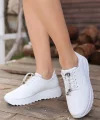 Romy Beyaz Cilt  Bağcıklı Spor Ayakkabı