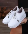 Romy Beyaz Cilt  Bağcıklı Spor Ayakkabı