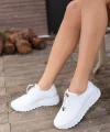 Romy Beyaz Cilt  Bağcıklı Spor Ayakkabı