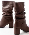 RS-2430 Kahverengi Topuklu Körüklü Günlük Kadın Bot