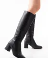 RS-2432 Siyah Topuklu Fermuarlı Günlük Kadın Çizme