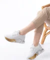RS-400  Beyaz Bağcıklı Fileli Renkli Taban Günlük Kadın Spor