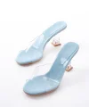 S-619 Bebe Mavi Rugan Şeffaf Bantlı Şeffaf Topuklu Yuvarlak Burunlu Kadın Terlik