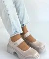 Siyat Bej Rugan Dolgu Topuk Oxford Ayakkabı