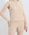 Şortlu Ayrobin takım bej