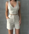 Şortlu keten takım s255014